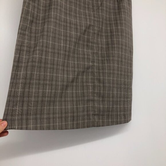 Suzy Shier taupe plaid pencil  skirt back slit knee length - Picture 9 of 14